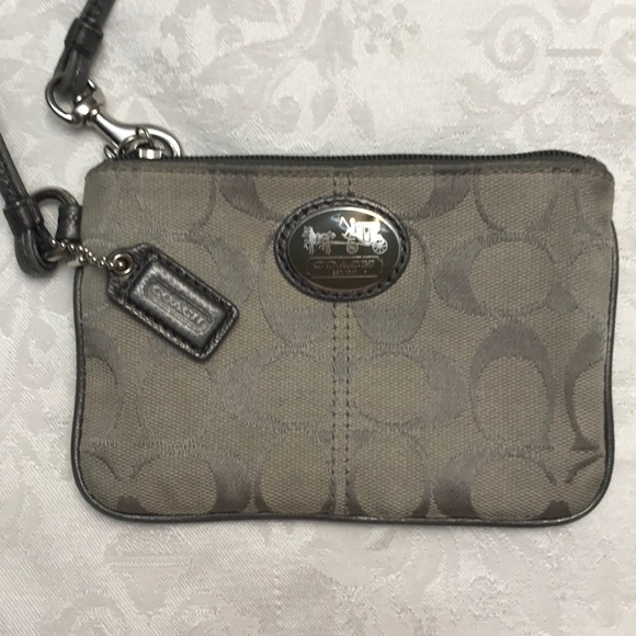 Coach Handbags - Coach - Metalic Grey Wristlet